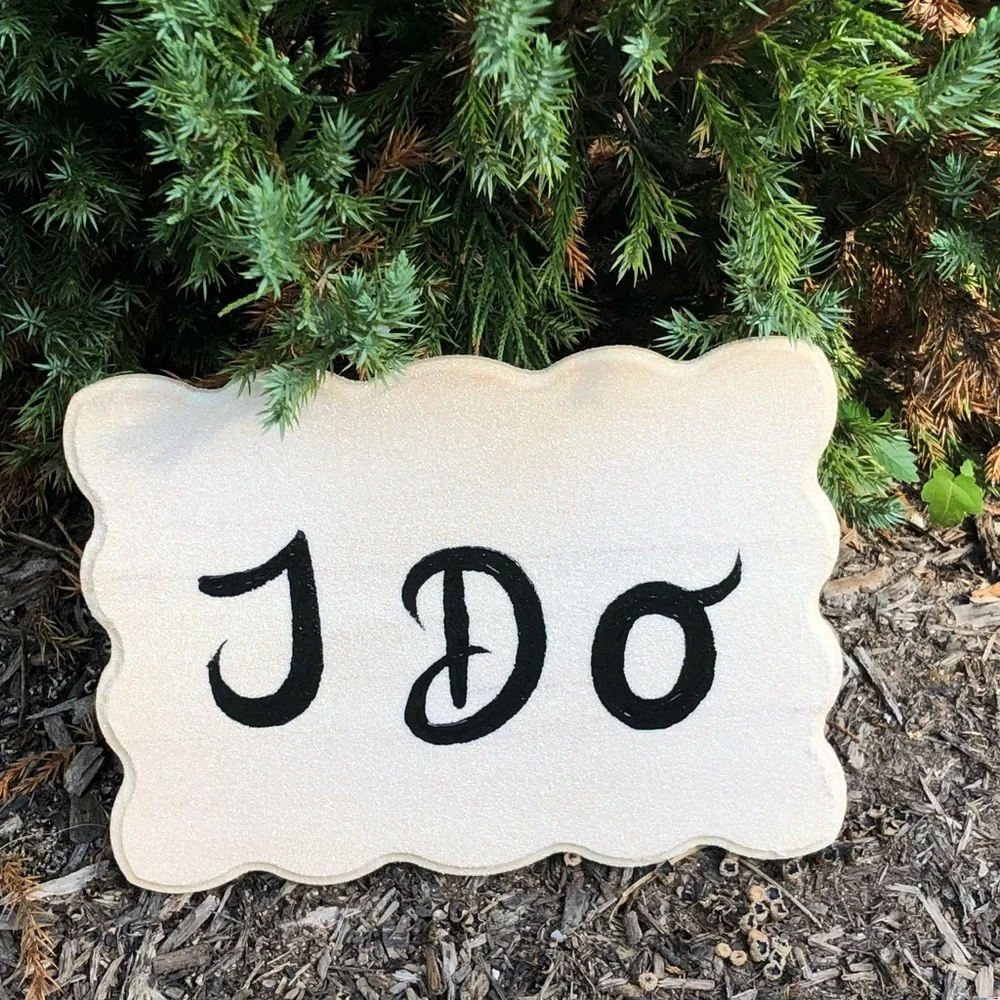 I Do White Wooden Wedding Sign